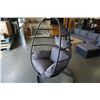 Image 8 : BRAND NEW GREY CUSHION HANGING EGG CHAIR - RETAIL $949 W/ NECK PILLOW, FOLDABLE FRAME, POWDER COATED