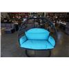 Image 10 : BRAND NEW BLUE CUSHION DOUBLE HANGING EGG CHAIR - RETAIL $1969 W/ FOLDABLE FRAME, POWDER COATED STEE