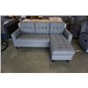 Image 3 : BRAND NEW GREY TUFTED REVERSIBLE SECTIONAL SOFA - RETAIL $899 COTTON LINEN FABRIC 5' X 7'