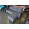 Image 4 : BRAND NEW GREY TUFTED REVERSIBLE SECTIONAL SOFA - RETAIL $899 COTTON LINEN FABRIC 5' X 7'