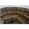Image 7 : BRAND NEW BROWN AIR LEATHER CORNER RECLINING SECTIONAL W/ CONSOLE AND BRASS NAIL HEADS - RETAIL $289