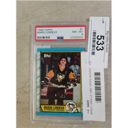 MARIO LEMIEUX 1989 TOPPS HOCKEY CARD GRADED 8 NM-MT