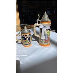 2 GERMAN LIDDED STEINS