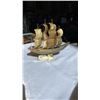 Image 2 : BONE SHIP, CAST FIGURE AND SILK CHOPSTICK AND PLACEMAT SET