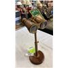 Image 2 : NAUTICAL BRASS BINOCULARS WITH BRASS/WOOD STAND - ADJUSTABLE