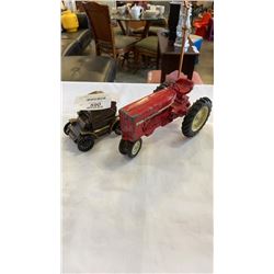 METAL TRACTOR TOY AND COIN BANK