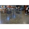 Image 2 : ROUND GLASSTOP DINING TABLE WITH 4 METAL FRAME CHAIRS