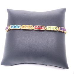14Kt Gold Channel Set Semi Precious Bracelet. 13.50Cts