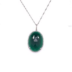 14Kt Gold 19.08Ct Multi Faceted Agate & 0.25Cts Natural Diamonds Pendant With 14Kt Gold Chain