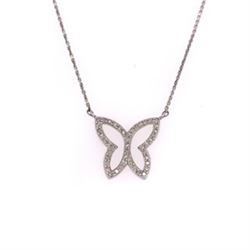 14Kt Gold "Butterfly" Natural Diamond Necklace 0.35Cts