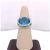 Image 1 : 14Kt Gold 11.90Ct Multi Faceted Oval Blue Topaz & 0.22Cts Natural Diamonds Ring