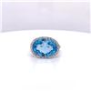 Image 2 : 14Kt Gold 11.90Ct Multi Faceted Oval Blue Topaz & 0.22Cts Natural Diamonds Ring