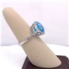 Image 3 : 14Kt Gold 11.90Ct Multi Faceted Oval Blue Topaz & 0.22Cts Natural Diamonds Ring