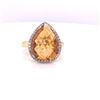 Image 2 : 14Kt Gold 7.14Ct Multi Faceted Pear Shaped Citrene & 0.19Cts Natural Diamonds Ring