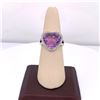 Image 1 : 14Kt Gold 7.25Ct Multi Faceted "Heart Shape" Amethyst & 0.24Ct Natural Diamonds Ring