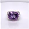 Image 2 : 14Kt Gold 7.34Ct Multi Faceted Amethyst & 0.28Cts Natural Diamonds Ring