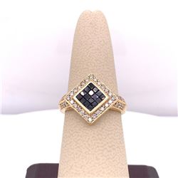14Kt Gold 1.00Cts Natural Black & White Diamonds Ring