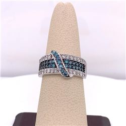 14Kt Gold 1.00Cts Natural Blue & White Diamonds Ring