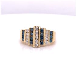 14Kt Gold 1.00Cts Blue & White Natural Diamonds Ring