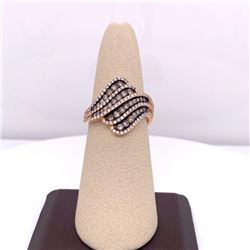 14Kt Gold 1.10Cts Choco & White Natural Diamonds Ring