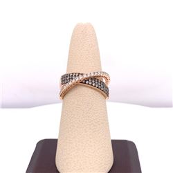 14Kt Gold Natural Diamonds Ring 0.74Cts Choco & White.