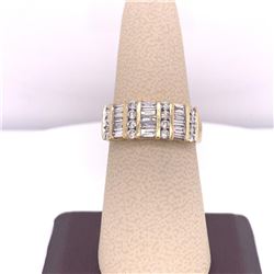 14Kt Gold Natural Diamonds Ring 0.41Cts Rounds & 0.50Cts Baguettes