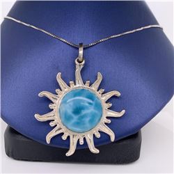 925 Sterling Silver Larimar "Sun" Pendant