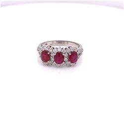 14Kt Gold. Natural 1.35Ct Ruby & 0.70Ct Diamond Ring