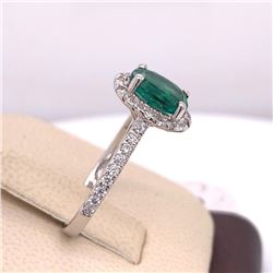 14Kt Gold. Natural 1.51Ct Emerald & 0.55Ct Diamond Ring