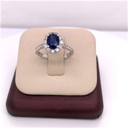 14Kt Gold. Natural 1.60Ct Sapphire & 0.72Ct Diamond Ring