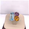 Image 2 : 14Kt Gold Natural 10.30Cts Multi Semi Precious And 0.21Ct Diamond Ring
