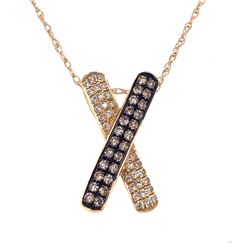14Kt Gold. Choco & White Diamond Pendant