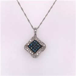 14Kt Gold. Blue & White Diamond Pendant