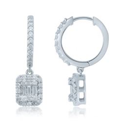 14Kt Diamond dangle Earrings with Huggie hoop 1.00Ct Total Diamond Weight