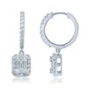 Image 1 : 14Kt Diamond dangle Earrings with Huggie hoop 1.00Ct Total Diamond Weight