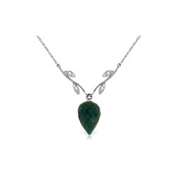 Genuine 12.92 ctw Green Sapphire Corundum & Diamond Necklace 14KT White Gold - REF-42K2V