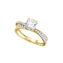 Round Diamond Solitaire Bridal Wedding Engagement Ring 1-1/3 Cttw 14kt Yellow Gold - REF-329X5A
