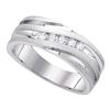 Image 1 : Mens Round Diamond Diagonal Wedding Band Ring 1/4 Cttw 10kt White Gold - REF-43N5F