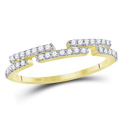 Womens Round Diamond Broken Bar Horizontal Band Ring 1/4 Cttw 14kt Yellow Gold - REF-21F5W