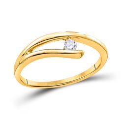 Womens Round Diamond Solitaire Promise Ring 1/10 Cttw 14kt Yellow Gold - REF-16X5A