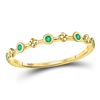 Image 1 : Womens Round Emerald Dot Flower Stackable Band Ring 1/12 Cttw 10kt Yellow Gold - REF-7Y5N