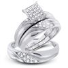 Image 1 : His Hers Round Diamond Cluster Matching Wedding Set 1/3 Cttw 10kt White Gold - REF-32W5K