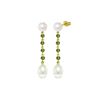 Image 1 : Genuine 11 ctw Pearl & Peridot Earrings 14KT Yellow Gold - REF-28R8P