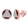 Image 1 : Womens Round Red Color Enhanced Diamond Circle Cluster Stud Earrings 1/4 Cttw 10kt Rose Gold - REF-2