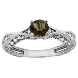 0.81 CTW Quartz & Diamond Ring 14K White Gold - REF-67A8X