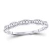 Image 1 : Womens Round Diamond Stackable Band Ring 1/8 Cttw 10kt White Gold - REF-10H5R