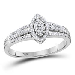 Womens Round Diamond Marquise-shape Cluster Ring 1/5 Cttw 10kt White Gold - REF-14R9X