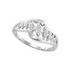 Image 1 : Womens Round Diamond Striped Openwork Band Ring 1/20 Cttw 10kt White Gold - REF-10R9X