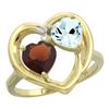 Image 1 : 2.61 CTW Diamond, Garnet & Aquamarine Ring 14K Yellow Gold - REF-38Y2V