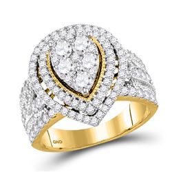 Round Diamond Teardrop Bridal Wedding Engagement Ring 2 Cttw 14kt Yellow Gold - REF-159F9W